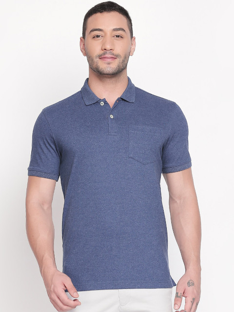 

BYFORD by Pantaloons Men Blue Solid Polo Collar T-shirt