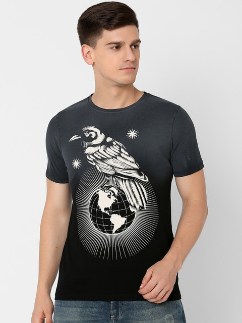 

MARCA Disati Men Black Printed Round Neck T-shirt