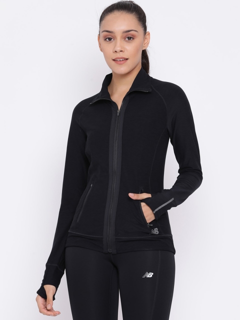 

New Balance Women Black Solid Reflective Strip Sporty Jacket