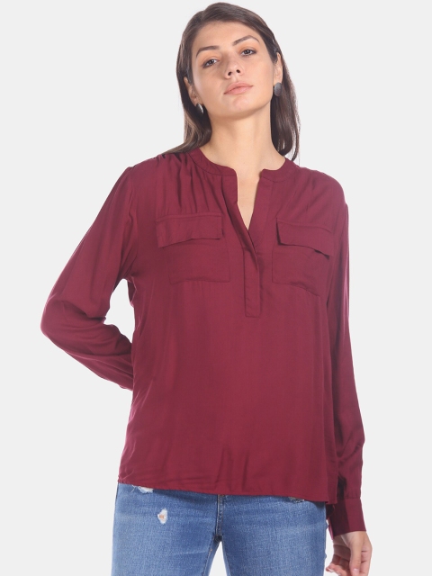 

GAP Women Magenta Solid Top