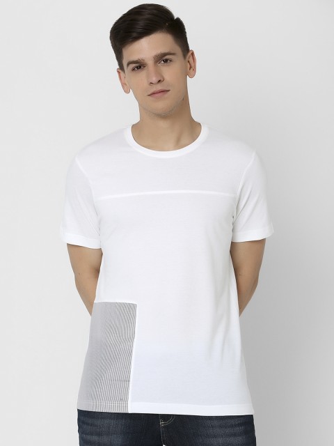 

MARCA Disati Men White Colourblocked Round Neck T-shirt