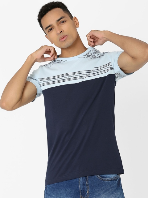 

MARCA Disati Men Navy Blue Solid Round Neck T-shirt