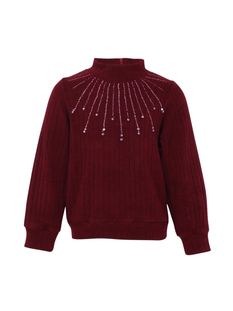 

CUTECUMBER Girls Maroon Embellished Top