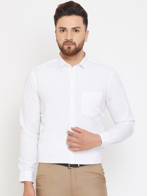 Canary London Men White Slim Fit Solid Formal Shirt