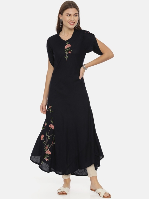 

Neerus Women Black Solid A-Line Kurta