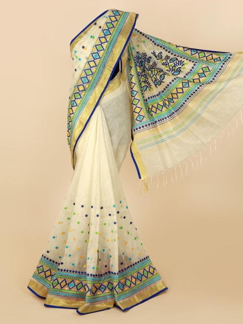 

Pothys White Embroidered Saree