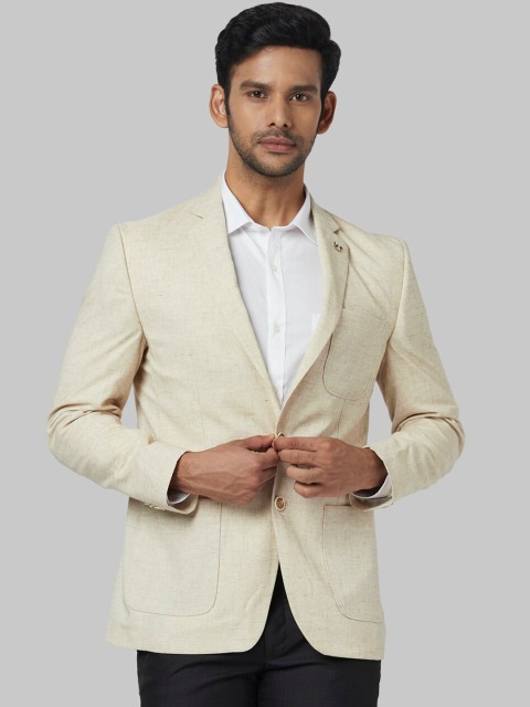 

Park Avenue Men Beige Solid Blazer