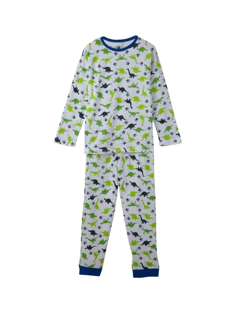 

Cub McPaws Boys White & Green Printed Night Suit