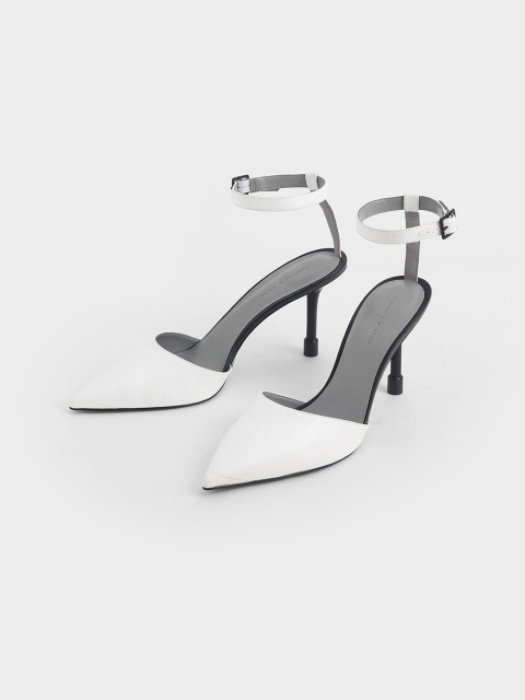

CHARLES & KEITH Women White Solid Pumps