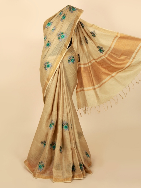 

Pothys Cream-Coloured Embroidered Saree