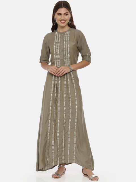 

Neerus Women Taupe Embroidered Anarkali Kurta