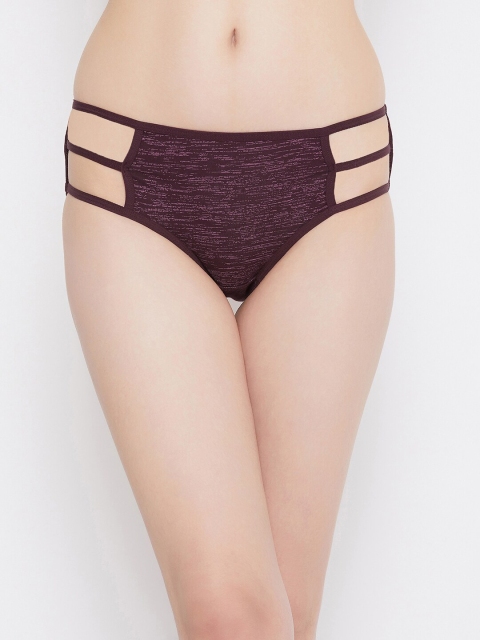 

Clovia Women Purple Printed Hipster Brief With Cage Sides PN3236I15M