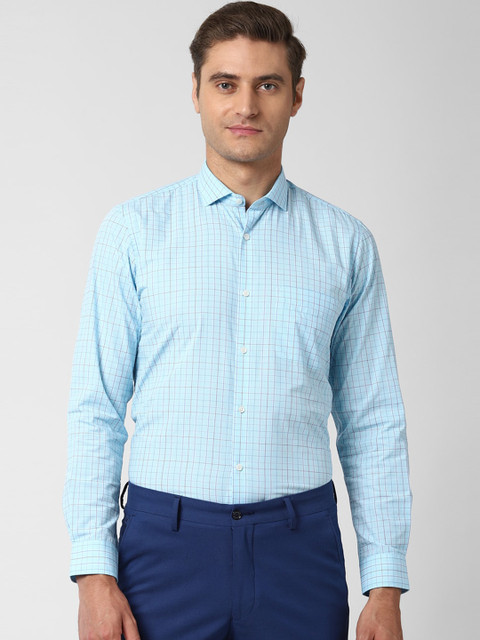 

Peter England Men Blue & Grey Slim Fit Checked Formal Shirt