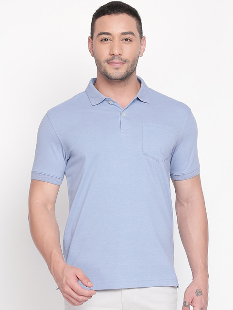 

BYFORD by Pantaloons Men Blue Solid Polo Collar T-shirt