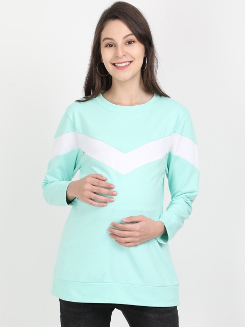

The Mom Store Women Turquoise Blue Solid Maternity Sweatshirt