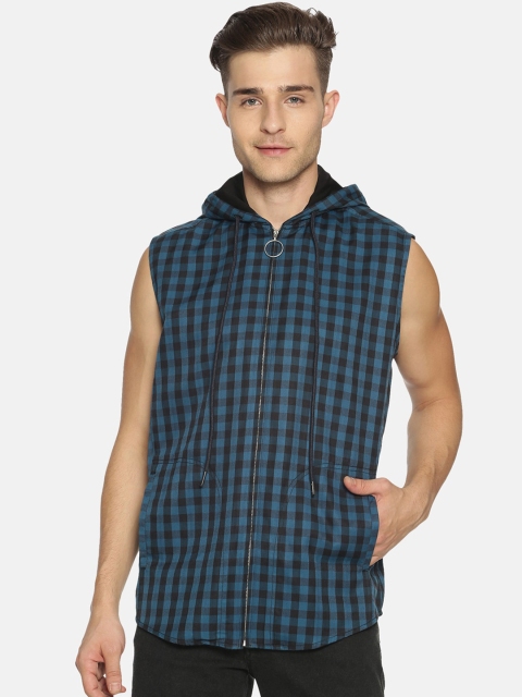 

IVOC Men Blue & Black Regular Fit Checked Pure Cotton Casual Shirt