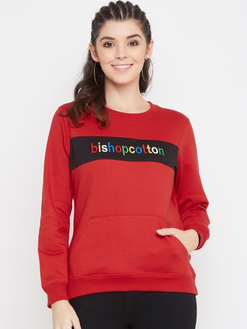 

Bishop Cotton Women Red Printed Sweatshirt