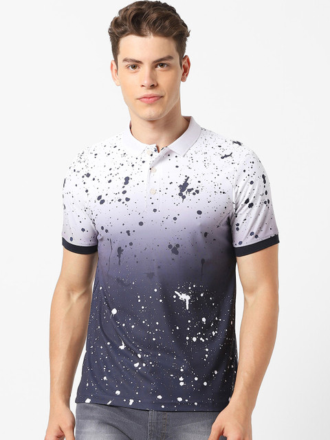 

MARCA Disati Men White Printed Polo Collar T-shirt