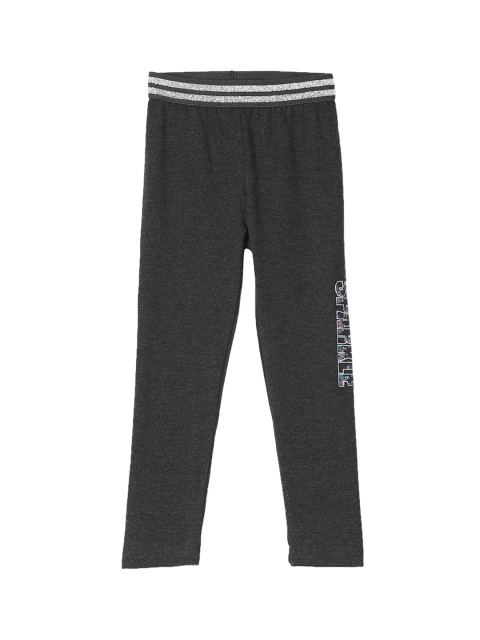 

Cherokee Girls Charcoal Grey & White Solid Ankle-Length Leggings