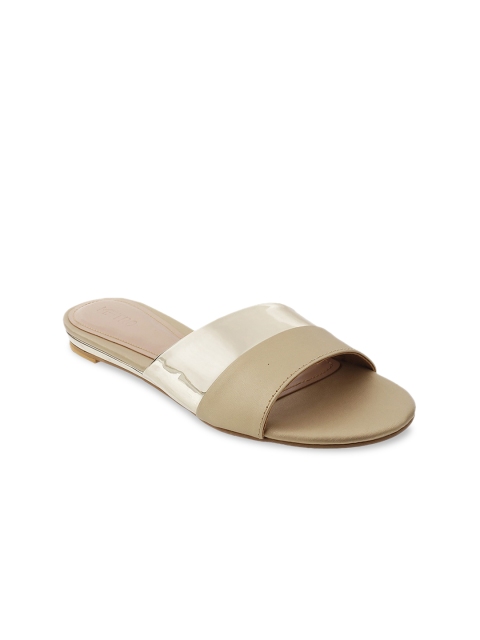 

Metro Women Gold-Toned Colourblocked Open Toe Flats