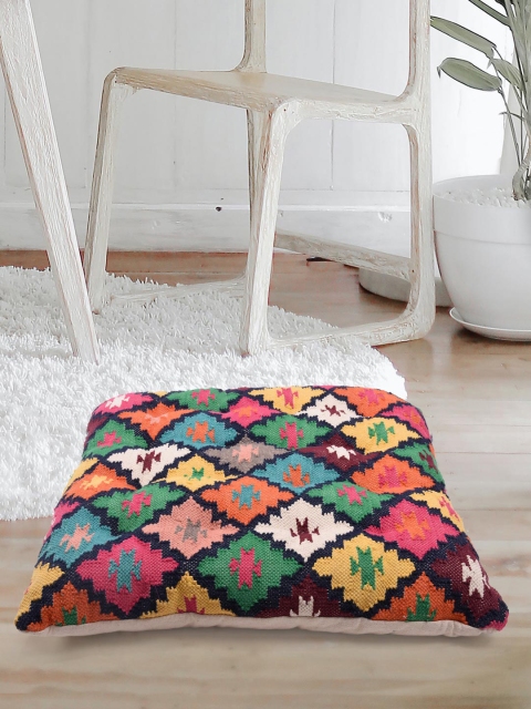 

Tistabene Red & Green Abstract Printed Squared-Shaped Floor Gaddi