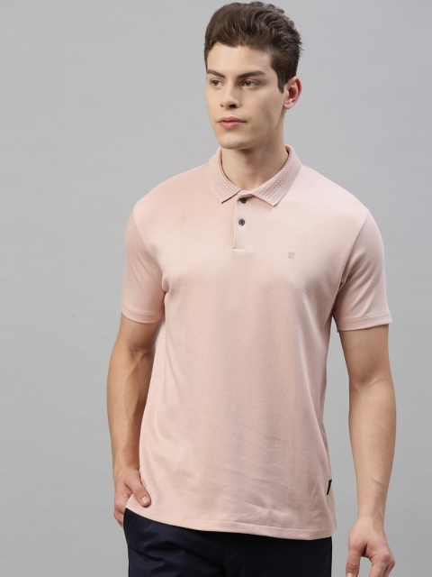 

RARE RABBIT Men Pink Solid Polo Collar T-shirt