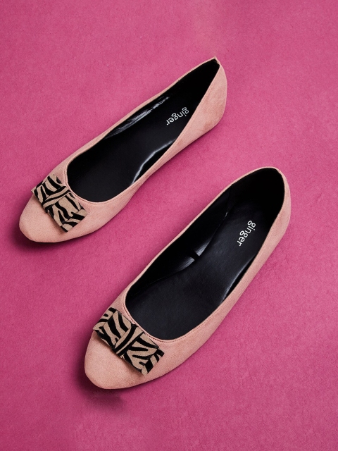 

Ginger by Lifestyle Women Peach-Coloured Solid Fabric Ballerinas