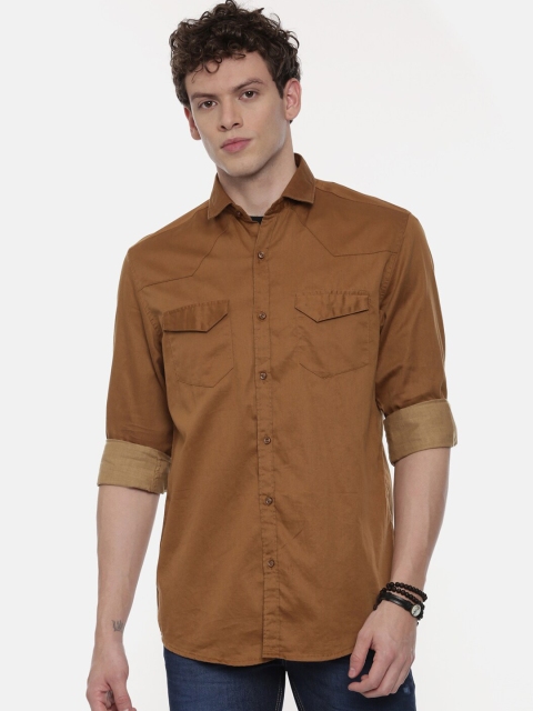 

CINOCCI Men Khaki Slim Fit Solid Casual Shirt