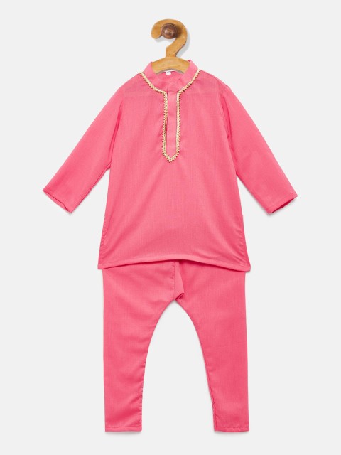

MANY FROCKS & Boys Pink Solid Kurti with Pyjamas