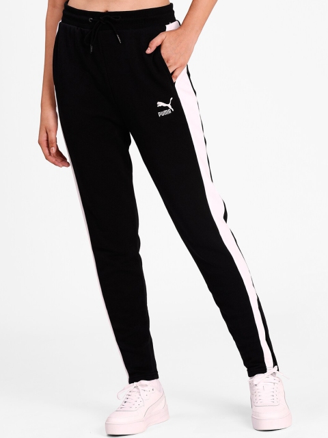 

Puma Women Black & White Solid Straight-Fit Organic Cotton Track Pants
