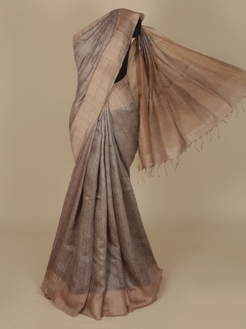 

Pothys Brown Embroidered Jute Silk Saree