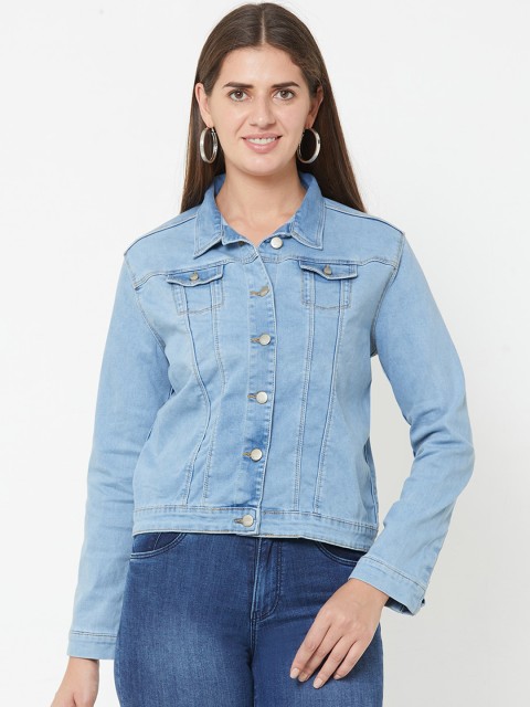 

Kraus Jeans Women Blue Solid Denim Jacket