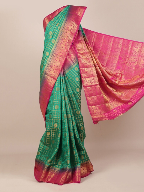 

Pothys Green & Red Jute Silk Woven Design Saree