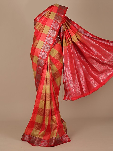 

Pothys Red Checked Saree
