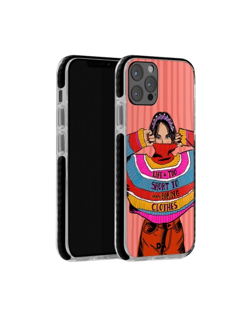 

DailyObjects Men Pink & Red Colourblock Jumper iPhone 12 Pro Stride Back Cover