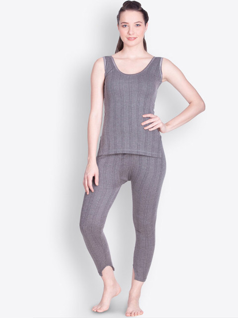 

Lux Inferno Women Grey Striped Thermal Set