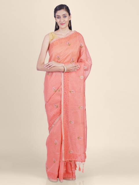 

Kasat Orange & Green Pure Cotton Printed Saree