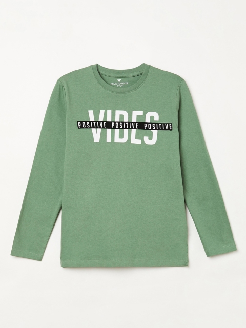 

Fame Forever by Lifestyle Boys Green Printed Round Neck T-shirt