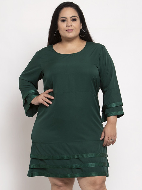 

Flambeur Women Green Solid A-Line Dress