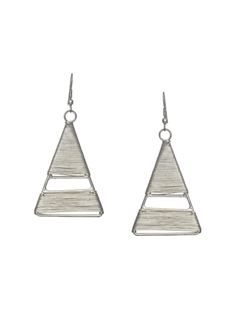 

Bodh Design Silver-Toned Triangular Drop Earrings