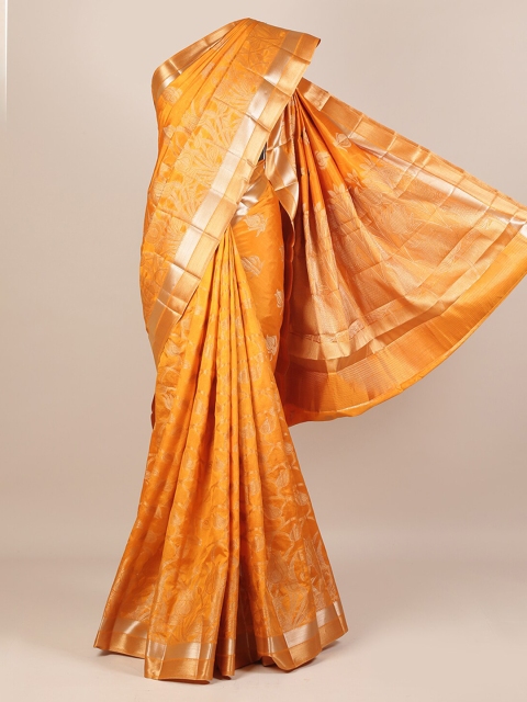 

Pothys Mustard & Gold-Toned Jute Silk Woven Design Saree