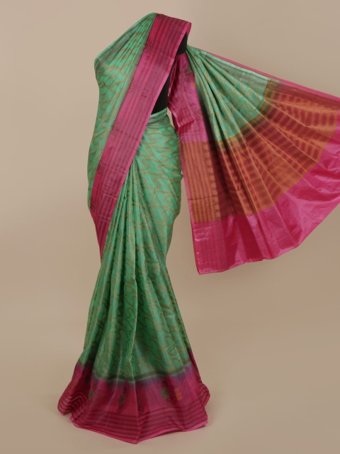 

Pothys Green & Pink Jute Silk Woven Design Saree