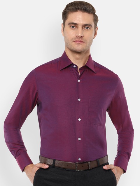 

Louis Philippe Men Maroon & Blue Regular Fit Self Design Pure Cotton Formal Shirt