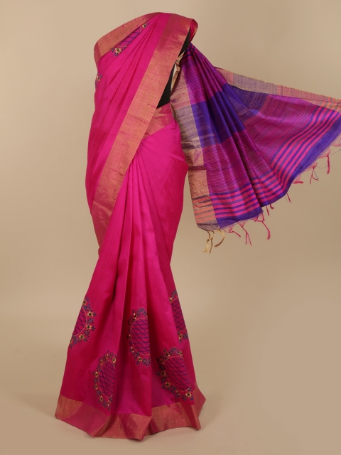 

Pothys Magenta Solid Saree