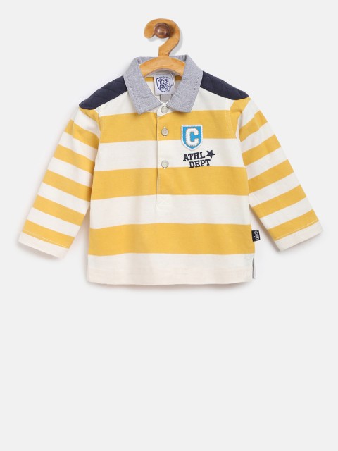 

Chicco Boys Off-White & Yellow Striped Polo Collar T-shirt