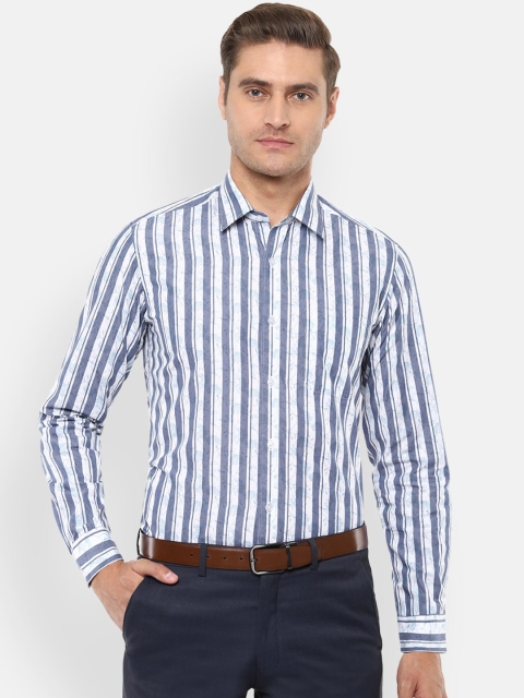 

Louis Philippe Men White & Grey Slim Fit Printed Pure Cotton Formal Shirt