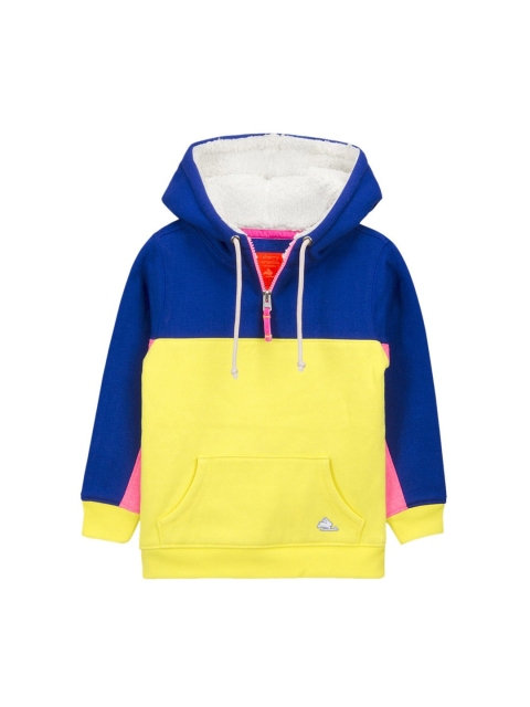 

Cherry Crumble Boys Yellow & Blue Colourblocked Hooded Sweatshirt
