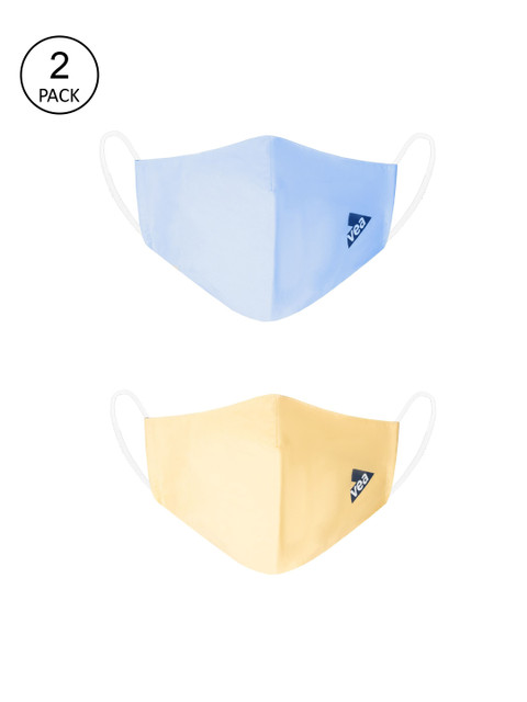 

VEA Unisex Pack Of 2 Solid 3-Ply Reusable Cloth Masks, Blue
