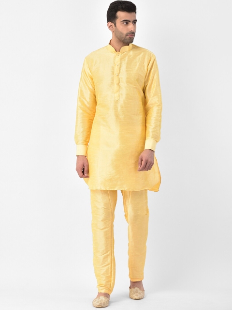 

SG LEMAN Men Yellow Solid Kurta with Pyjamas