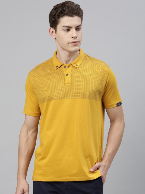

RARE RABBIT Men Yellow Solid Polo Collar T-shirt